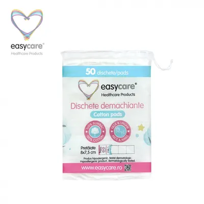 Dischete demachiante patrate, pretaiate 8x7,5 cm 50 bucati Easycare