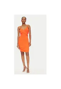 Rochie cocktail dama 251-RCORO.F - Sintetic - Portocaliu - Portocaliu