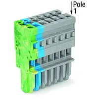 1-conductor female plug; 4 mm²; 8-pole; 4,00 mm²; green-yellow, blue, gray