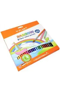 Set 24 creioane colorate rainbow + ascutitoare + pensula