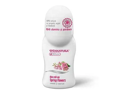 Deodorant natural roll-on Spring Flowers - Zambila si Tuberoza 50ml - Vivanatura