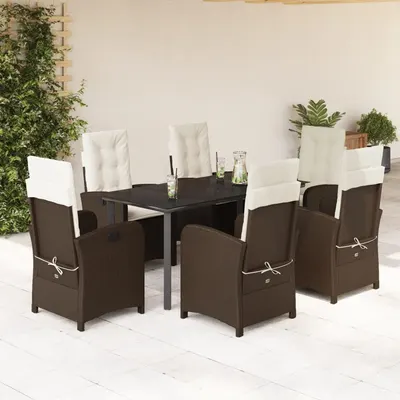 Gossi set mobilier de gradina cu perne, 7 piese, maro, poliratan