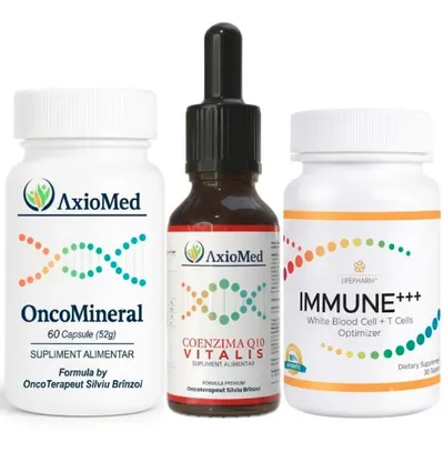 AxioMed Pachet sprijin metabolic, OncoMineral, Immune+++, Coenzima Q10 Vitalis