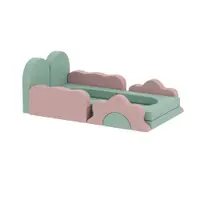 AIYAPLAY Set de 12 piese blocuri din spumă pentru cățărat, construit, târâre, saltele de joacă pentru interior cu husă din cord, Verde+Roz | Aosom Romania