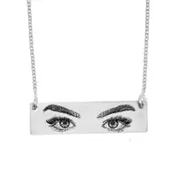 Eyes - Colier personalizat cu fotografia ochilor si tablita orizontala din argint 925