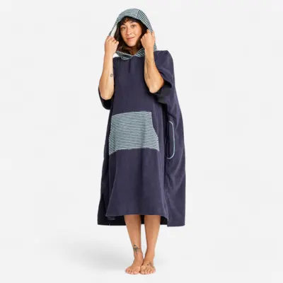 Poncho de baie plajă surf 900 Fish Albastru-Gri Adulți peste 150 cm