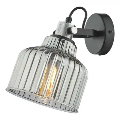 Aplica Rhode Wall Light Polished Chrome Smoked Glass