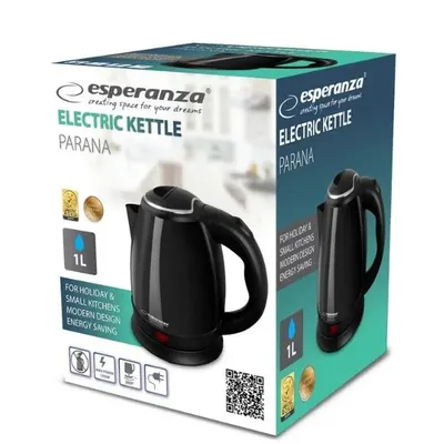 Fierbator Tip Cana Electrica de Apa Esperanza Ekk 128k Negru Inox Parana 1l