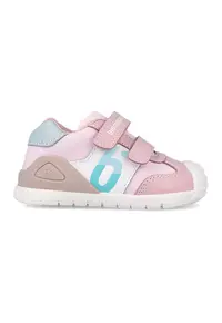 Pantofi sport din material textil cu garnituri de piele - Alb murdar/Albastru deschis/Roz prafuit