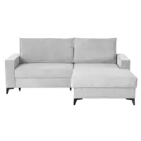 Coltar extensibil FREDERIC, cu arcuri si lada depozitare, colt dreapta, gri deschis, 235x160x95 cm