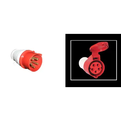 Pachet Fisa si Priza Mobila Industriala HT 32A IP44 400V 5 Poli - Conexiuni Trifazate cu Nul, Mobile si Sigure