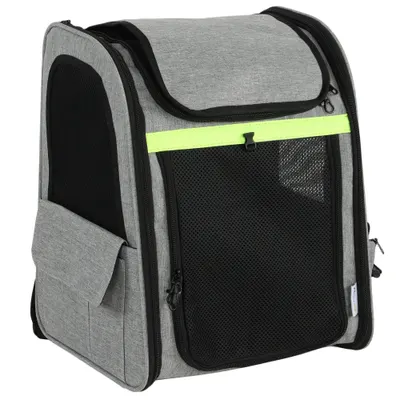 PawHut Cutie transport extensibilă pentru câini cu 5 buzunare și bandă reflectorizantă pentru câini până la 10 kg 33,5x28x42cm Hellgrau | Aosom Romania