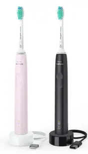 Set periuță de dinți electrică Philips Sonicare - HX3675/15, negru/roz