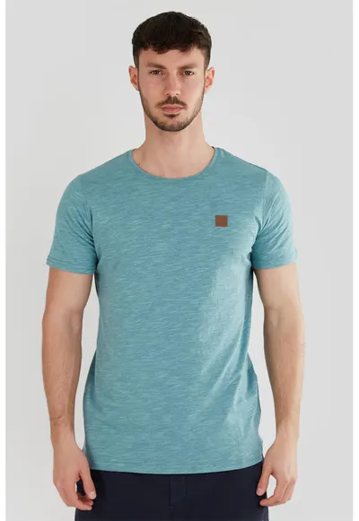 Tricou din amestec de bumbac cu decolteu rotund Jaggy - Verde persan