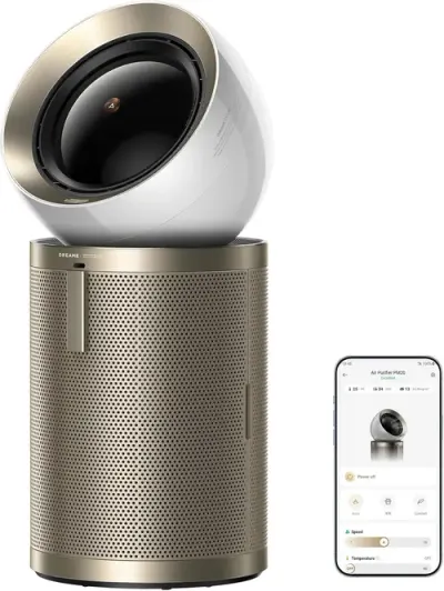 Purificator de aer Dreame PM20, CADR 400m3/h, sistem de filtrare si eliminare, zgomot 60dB(A), eficienta filtrare polen 99.66%, incalzire rapida in 3 secunde, tehnologie radar cu unde milimetrice (Auriu)