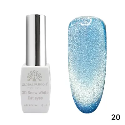 Oja semipermanenta, Snow White, 3D Cat Eye, Global Fashion 8ml, 20(FARA TPO) Engros