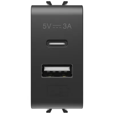 Sursa de alimentare usb tip A+C 3A 1 modul Gewiss Chorus GW12449, negru satin