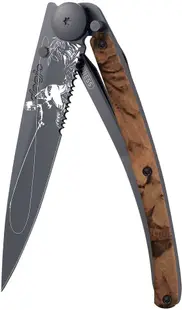 Cuțit de buzunar Deejo Brown Camo - Fly Fishing, Serrated, 37 g