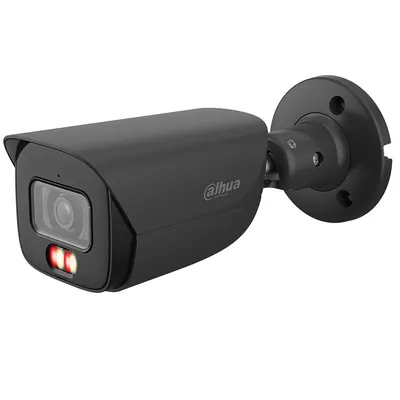 Camera supraveghere exterior IP cu iluminare duala Dahua WizSense IPC-HFW3649E-AS-IL-0280B-BLACK, 6 MP, 2.8 mm, IR 40 m, lumina alba 30 m, microfon, slot card, AcuPick, detectie faciala, PoE, neagra