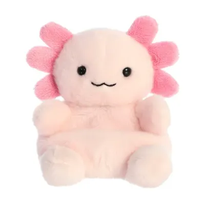 Jucarie de plus de tinut in palma Aurora Palm Pals - Axolotl roz, 13 cm