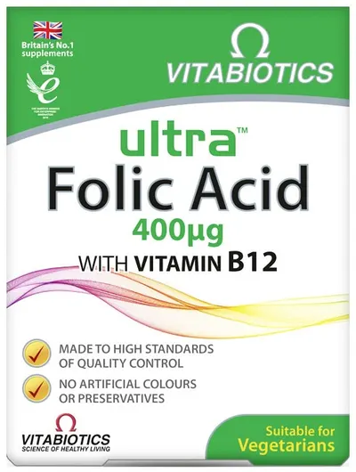 Ultra Folic Acid, 400 mcg, 60 tablete, Vitabiotics