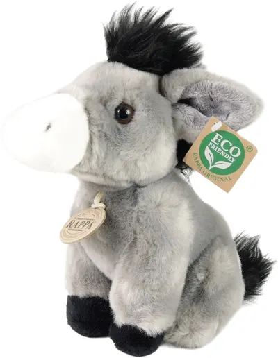 Jucărie de pluș Rappa Eco Friends - Măgar, așezat, 18 cm