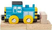 Jucarie din lemn pentru copii Bigjigs - Locomotiva, albastra
