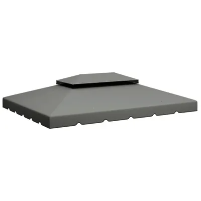 Outsunny Prelată de schimb pentru foișor 4x3 m cu acoperiș dublu Orificii de drenaj Doar prelată NU include cadru Gri deschis | Aosom Romania