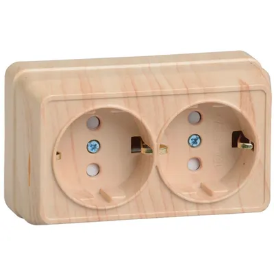 RSSh22-3-OS Dubla priza cu impamantare ing contact with protective shutter16A OKTAVA (pine)