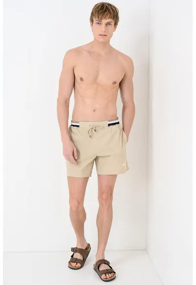 Pantaloni scurti de baie cu talie ajustabila Atoll - Bej sampanie