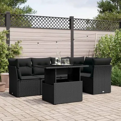 Gossi set mobilier de gradina cu perne, 6 piese, negru, poliratan