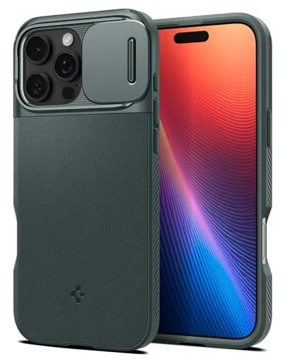 Husă Spigen - Optik Armor, iPhone 16 Pro, MagSafe, verde