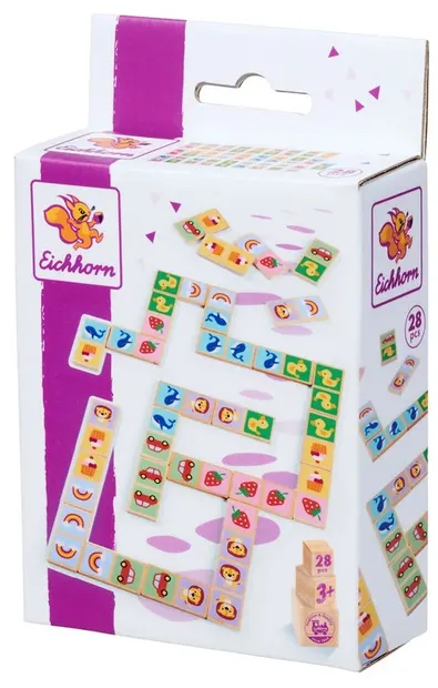 Domino din lemn Eichhorn - Cu animale, 28 de piese