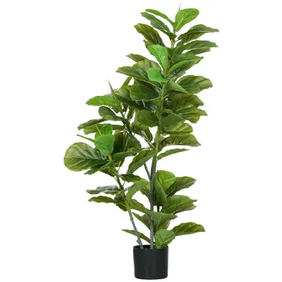 HOMCOM Plantă Ficus artificială, înălțime 110 cm cu 90 de frunze și ghiveci pentru living | Aosom Romania