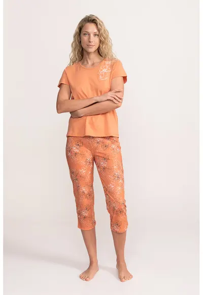 Pijama din amestec de modal Narcisa - Portocaliu