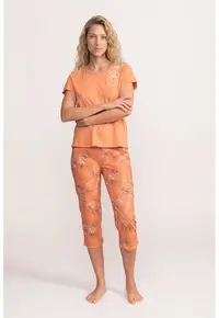 Pijama din amestec de modal Narcisa - Portocaliu