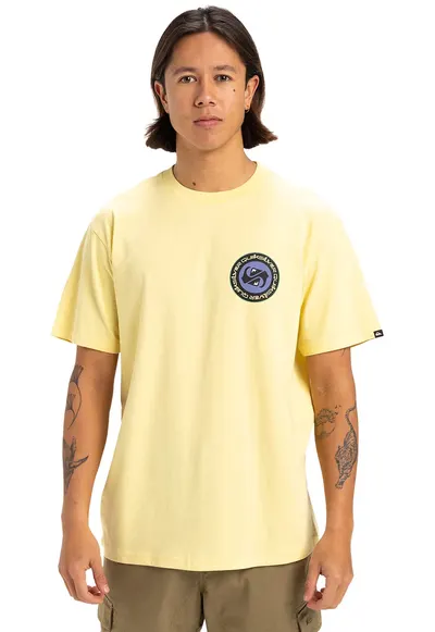 Tricou cu imprimeu pe spate Circle - Galben pal