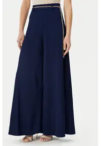Pantaloni dama - 305318183 - Poliester - Albastru - Albastru