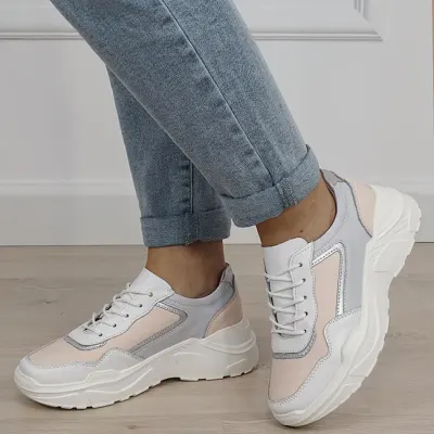 Sneakersi albi din piele naturala 5092 M2