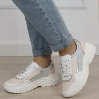 Sneakersi albi din piele naturala 5092 M2
