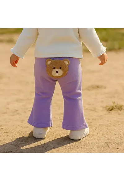 Colanti evazati cu ursulet aplicat - Cute Bear - Mov - pentru fetite - Mov