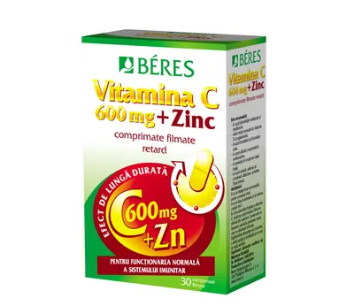 Vitamina C 600 mg + Zinc, 60 comprimate, Beres
