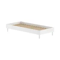 Pat alb din lemn de fag fără tăblie cu somieră 90x200 cm Forrest – Vipack