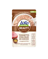 Hrana Umeda Pisici, Life Natural Beauty Mousse Ton si Ulei de Cocos, 70 g
