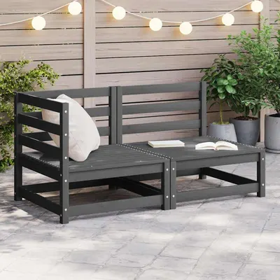 vidaXL Set mobilier de grădină, 2 piese, gri, lemn masiv de pin