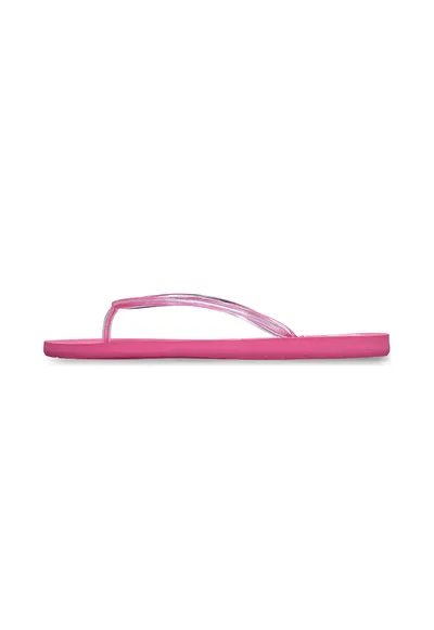 Papuci flip-flop cu aspect stralucitor Luminatas - Alb/Roz