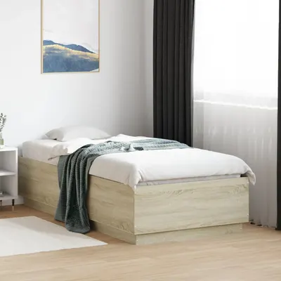 vidaXL Cadru de pat, stejar sonoma, 75x190 cm, lemn prelucrat