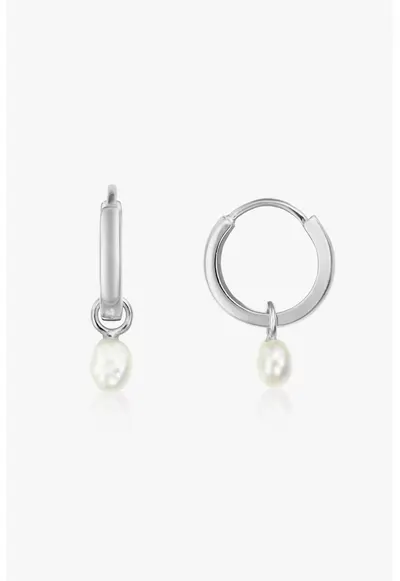 Cercei din argint veritabil 925 decorati cu perle Little Drop - Alb/Argintiu