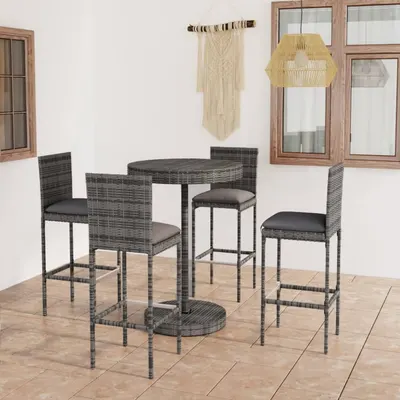 Gossi set mobilier bar de gradina cu perne, 5 piese, gri, poliratan