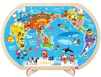 Puzzle din lemn pentru copii Toi World - Harta lumii, 80 piese